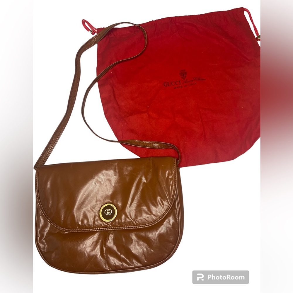 Vintage 1970s/80s Gucci brown leather crossbody bag